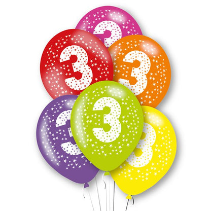 Latex Balloons - Age Multi-Colour - 6pk