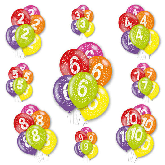 Latex Balloons - Age Multi-Colour - 6pk