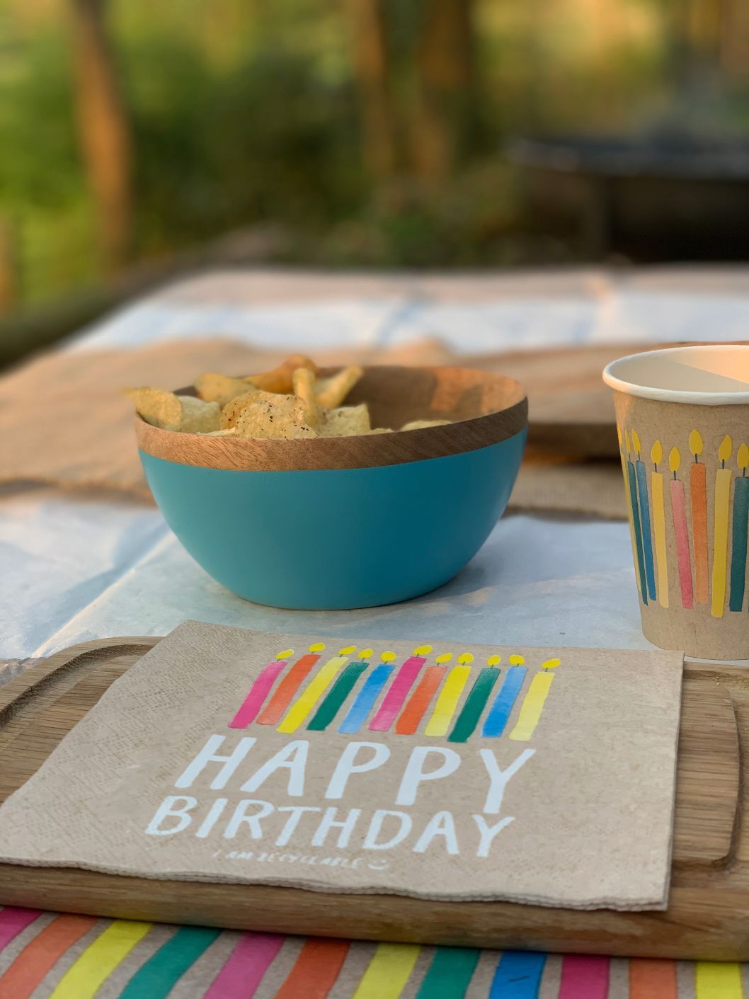 party table with eco napkin