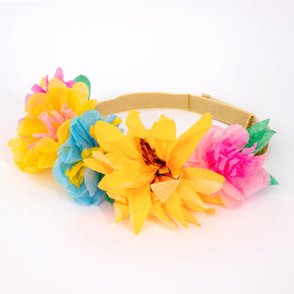 Bright Floral Party Crowns - 6pk