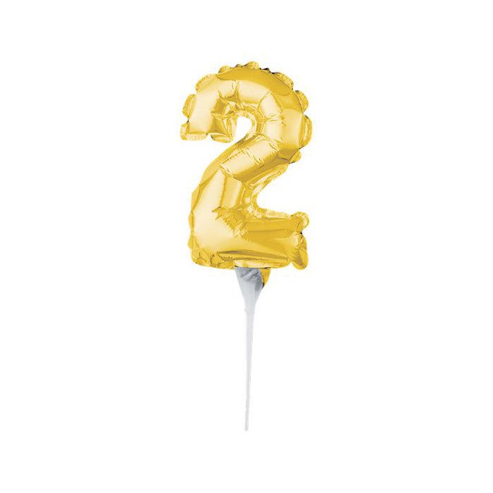 Mini Gold Number Balloons Cake Topper