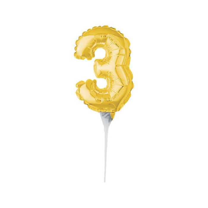 Mini Gold Number Balloons Cake Topper