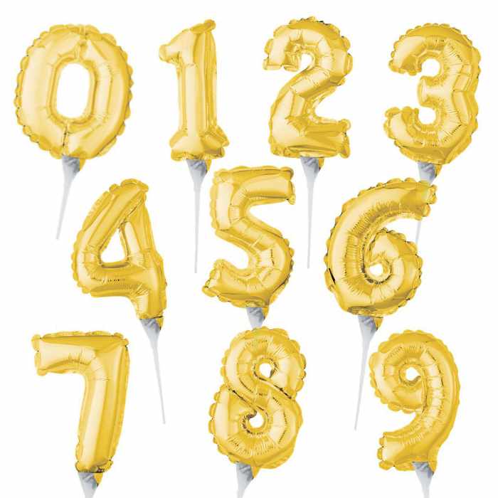 Mini Gold Number Balloons Cake Topper