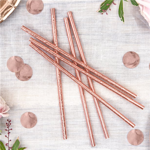 Rose gold paper straws