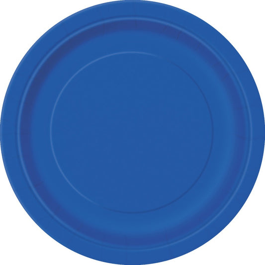 Plain Royal Blue Plates - 8pk