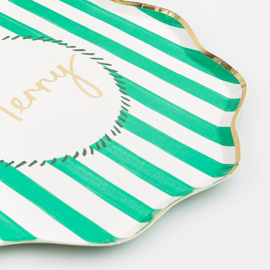 Christmas Striped Dinner Plates - 8pk