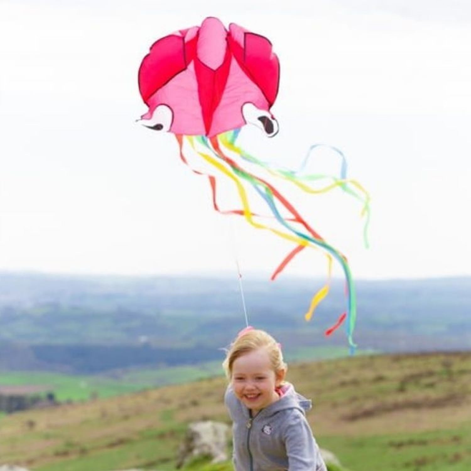 Girl flying kite