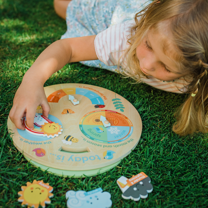 Spring Garden Wooden Weather Clock